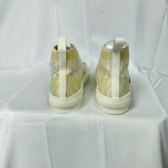CHRISTIAN DIOR Canvas Oblique Mens B23 High Top Sneakers white